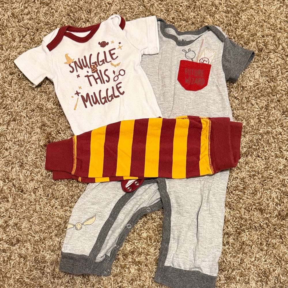 Harry Potter Kids Bodysuit Set - Red, Yellow, Gray